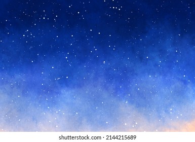 Beautiful watercolor night sky background illustration