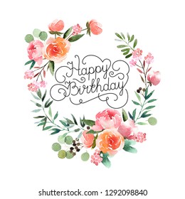 Happy Birthday Floral Images Stock Photos Vectors Shutterstock