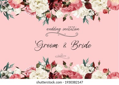 Beautiful wedding invitation with flora pink background - Powered by Shutterstock