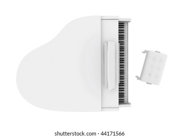 Beautiful White Grand Piano Isolated On White Background