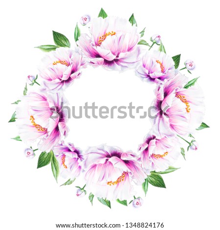 Similar – Round frames with tropical flowers and leaves