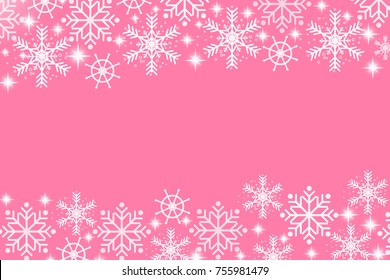 Beautiful white snowflakes on pink background