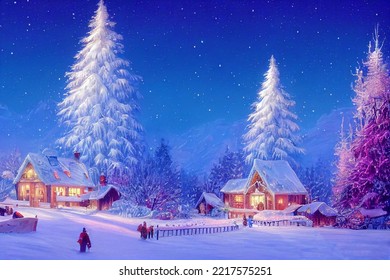  Beautiful winter house and christmas tree on the mountain - Powered by Shutterstock