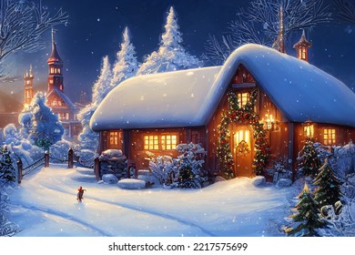  Beautiful winter house and christmas tree on the mountain - Powered by Shutterstock