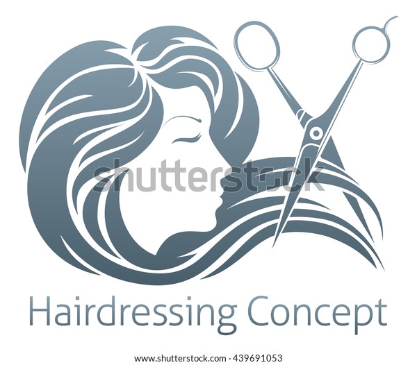 Beautiful Woman Having Her Hair Cut Stock Illustration 439691053