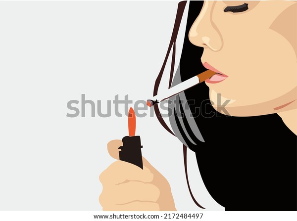 Beautiful Woman Smoking Cigarette Stock Illustration Shutterstock