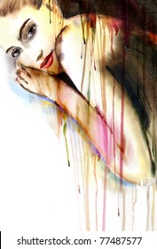 Beautiful Woman Watercolor Painting