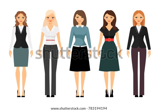 Beautiful Women Different Style Clothes Icons Stock Illustration ...