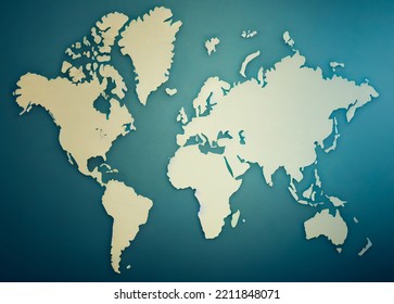 Beautiful World Map On Blue Background