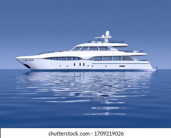 Beautiful Yacht On Sea 3d Illustration