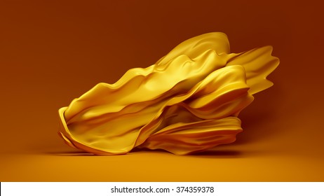 Beautiful Yellow Background With A Floating, Developing Fabric - Silk, Satin, Sateen.