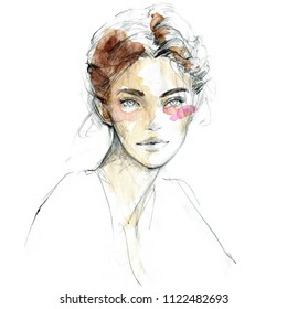 Watercolor Woman Face Images, Stock Photos & Vectors | Shutterstock