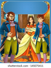 Beauty Beast Prince Princess Castles Knights Stock Illustration