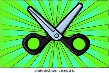 Beauty glamorous barber scissors for styling hair and beauty on a background of abstract green rays.  illustration. - Powered by Shutterstock