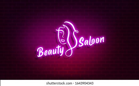 Beauty Parlour or Saloon Wall | Neon Light Effect.