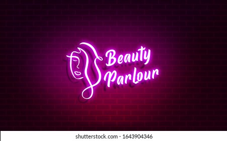 Beauty Parlour Or Saloon Wall | Neon Light Effect.