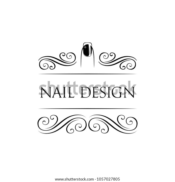 Beauty Salon\
Badge. Nail Design. Makeup. Filigree Divider Swirl Frame. \
Illustration Isolated On White\
Background