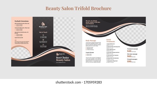 Beauty salon trifold brochure template design - Powered by Shutterstock