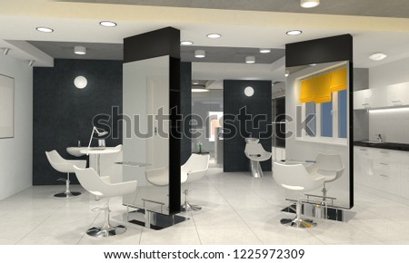 beauty saloon, interior visualization, 3D illustration