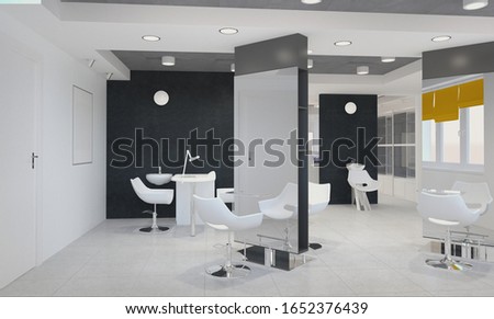 beauty saloon, interior visualization, 3D illustration