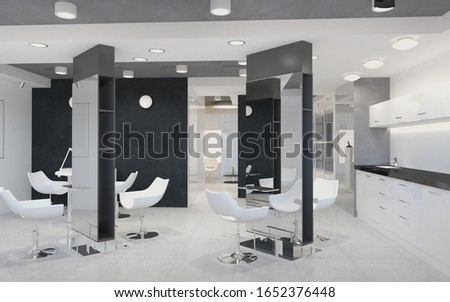 beauty saloon, interior visualization, 3D illustration