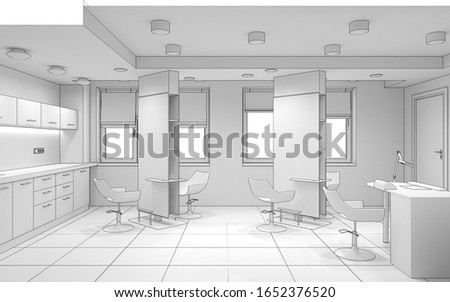 beauty saloon, interior visualization, 3D illustration