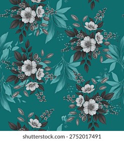 Because the pattern is seamless, it can repeat endlessly without visible edges or interruptions. This makes it highly suitable for digital textile printing and surface design applications. Such patterns are commonly used for fabric printing on materials like cotton, lawn, silk, and voile, making them perfect for dresses, scarves, dupattas, and other fashion garments.