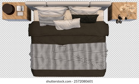 Bed model with side tables, Without background
