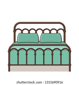 Bed Vector Outline Retro Furniture Icon Stock Illustration 1315690916 ...