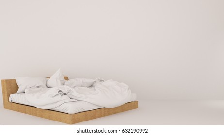 Bed white background 