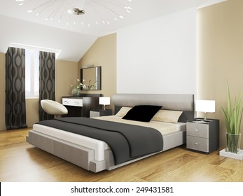 Bedroom in contemporary style 3d rendering