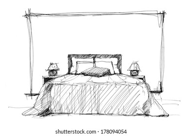 Bedroom in contemporary style (sketch image)