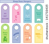 Bedroom Door Hanger Sleep Signs 8 styles, pastels: Do Not Disturb, ZZZs, Sweet Dreams, Dream catcher, Beauty Sleep, Mask, Snore, Sawing logs, Teddy Bears Only, Room Service, Milk, Cookie, SHHH...