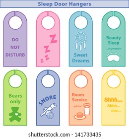 Bedroom Door Hanger Sleep Signs Pastel Stock Vector (Royalty Free ...