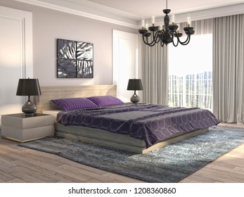 Bedroom interior. 3d illustration - Shutterstock ID 1208360860