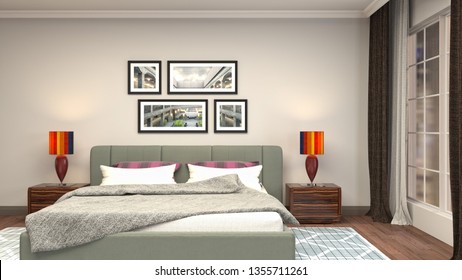Bedroom interior. 3d illustration
