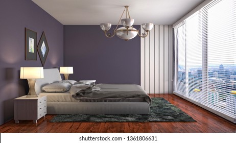 Bedroom interior. 3d illustration - Shutterstock ID 1361806631