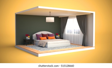 Bedroom Interior 3d Illustration 260nw 515128660 