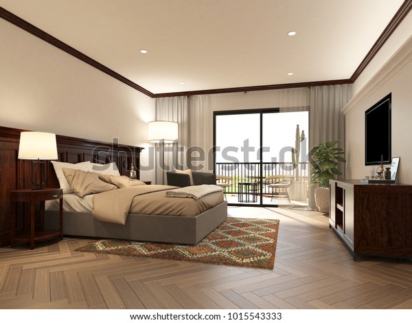 Bedroom Interior 3d Max Render Classic Stock Illustration 1015543333