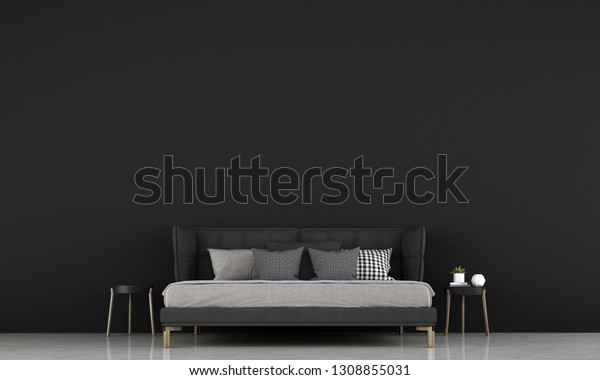Bedroom Interior Design Idea Black Texture Stock Illustration