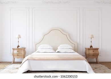 Bedroom Interior In French Style. 3d Render.