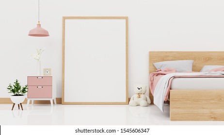 Bedroom interior wall mockup with unmade bed, pink plaid, green plants and lamps on empty white wall background. 3D rendering - Shutterstock ID 1545606347