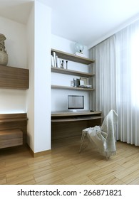 Bedroom modern interior, 3d render