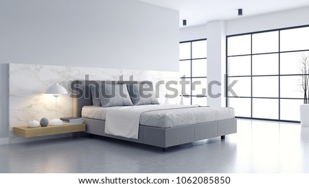 Similar – Image, Stock Photo Modern minimalist bedroom with natural light