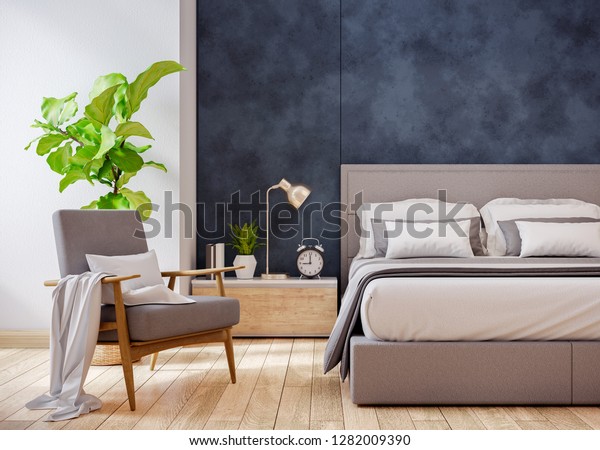 Bedroom Modern Vintage Stylecozy White Gray Stock Illustration 1282009390