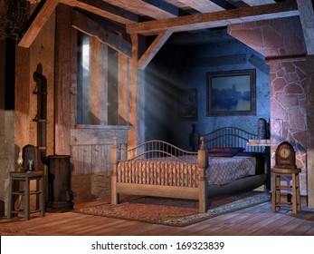 Bedroom in an old village cottage