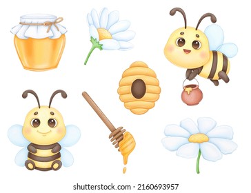 Bee Honey Watercolor Clipart Stock Illustration 2160693957 | Shutterstock