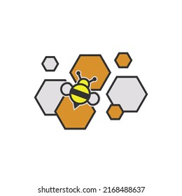 Bee icon insect honey illustration symbol. Wing animal summer sign and fly cartoon yellow cute bumblebee. Farm worker bug and isolated white. Silhouette sweet character and funny bumble