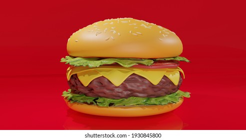 beef cheese burger 3D modeling