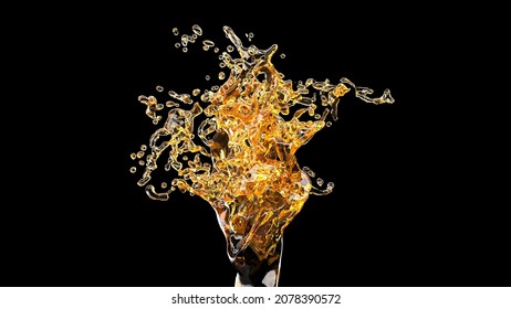 Beer Alcohol Stream Healthy Food Liquid Flow On Black 3d Render